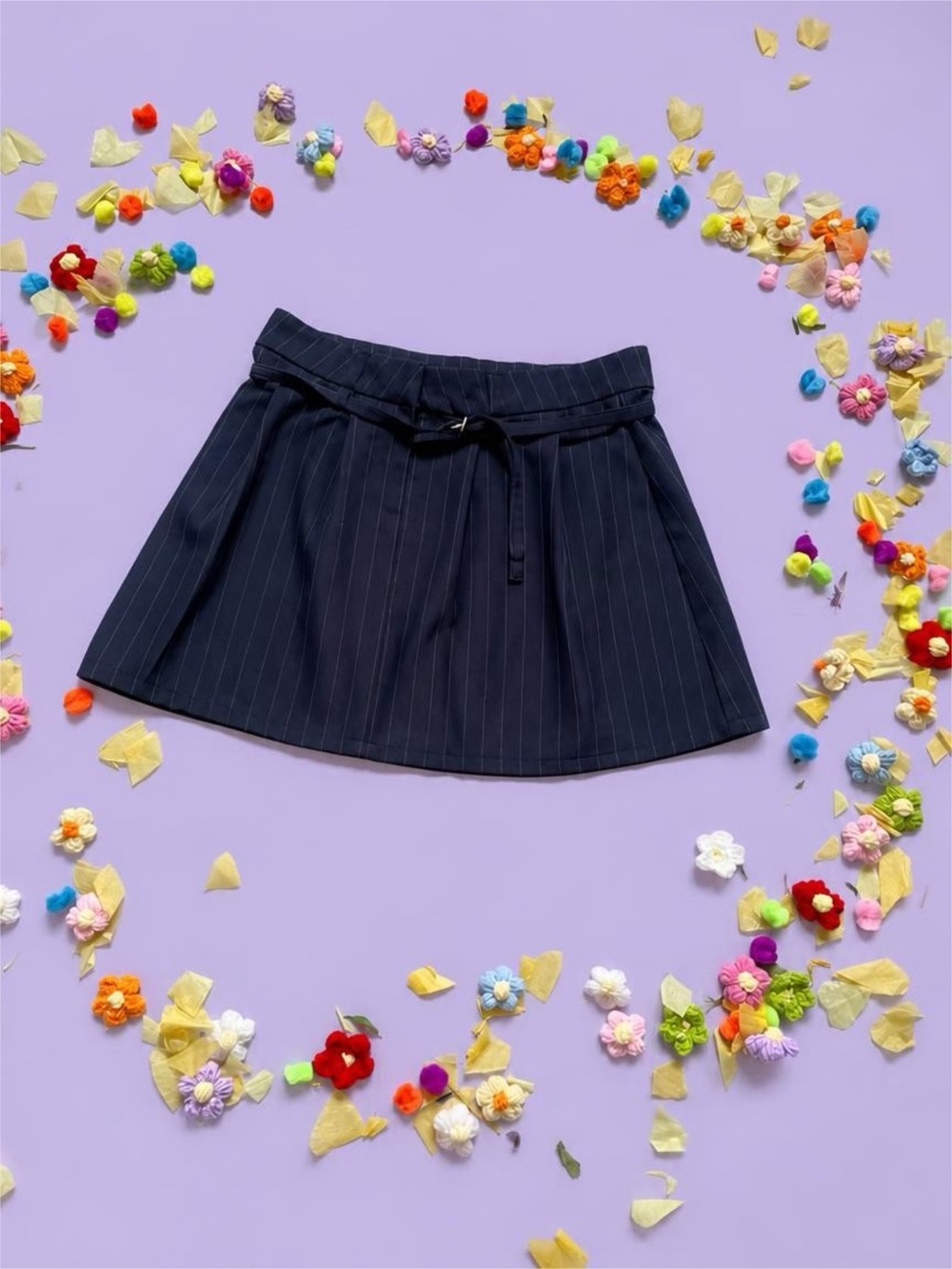 No Boundaries Navy Pinstripe Skater Skirt